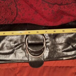 HOBO Black Leather Clutch with Silver Accents
